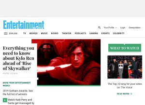 How entertainmentweekly.com looks like on a tablet such as an iPad.