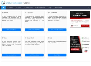 How entityframeworktutorial.net looks like on a tablet such as an iPad.