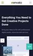 How envato.com looks like on a mobile device such as an iPhone.