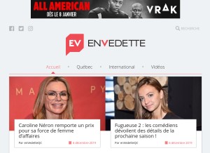 How envedette.ca looks like on a tablet such as an iPad.