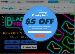 How envelopes.com looks like on a tablet such as an iPad.
