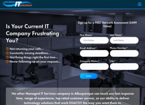 How envisionitsolutions.com looks like on a tablet such as an iPad.