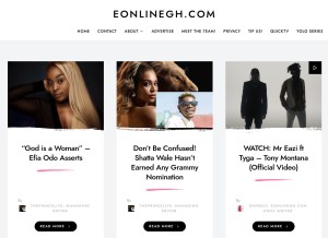 How eonlinegh.com looks like on a tablet such as an iPad.
