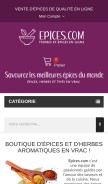 How epices.com looks like on a mobile device such as an iPhone.