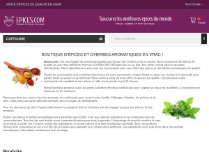 How epices.com looks like on a tablet such as an iPad.