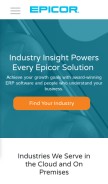 How epicor.com looks like on a mobile device such as an iPhone.