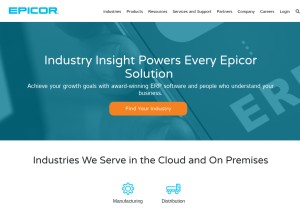 How epicor.com looks like on a tablet such as an iPad.