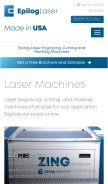 How epiloglaser.com looks like on a mobile device such as an iPhone.
