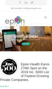 How epionhealth.com looks like on a mobile device such as an iPhone.