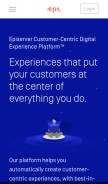 How episerver.com looks like on a mobile device such as an iPhone.