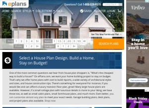 How eplans.com looks like on a tablet such as an iPad.