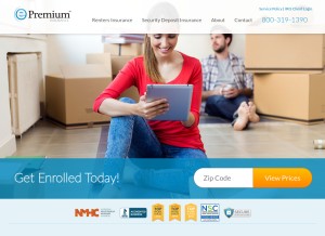 How epremiuminsurance.com looks like on a tablet such as an iPad.