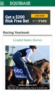 How equibase.com looks like on a mobile device such as an iPhone.