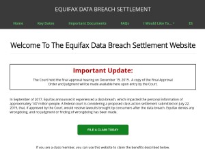 How equifaxbreachsettlement.com looks like on a tablet such as an iPad.