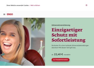 How ergo.de looks like on a tablet such as an iPad.