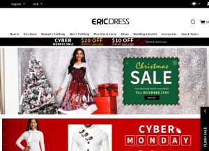 How ericdress.com looks like on a tablet such as an iPad.