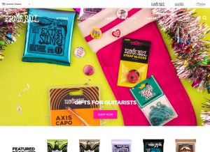 How ernieball.com looks like on a tablet such as an iPad.