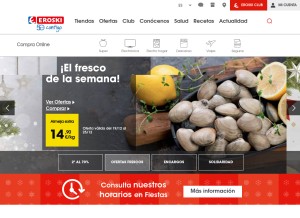 How eroski.es looks like on a tablet such as an iPad.