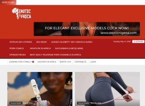 How erotic-africa.com looks like on a tablet such as an iPad.