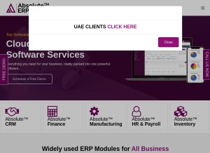How erpabsolute.com looks like on a tablet such as an iPad.