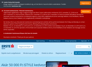How erstebank.hu looks like on a tablet such as an iPad.