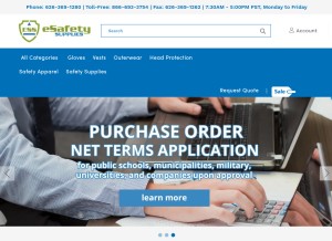 How esafetysupplies.com looks like on a tablet such as an iPad.