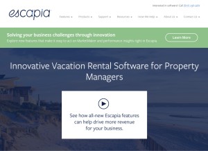 How escapia.com looks like on a tablet such as an iPad.