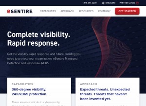 How esentire.com looks like on a tablet such as an iPad.