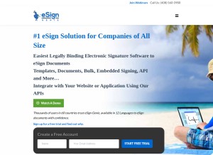 How esigngenie.com looks like on a tablet such as an iPad.
