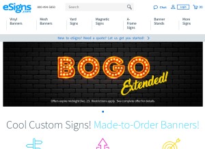 How esigns.com looks like on a tablet such as an iPad.