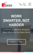 How esker.com looks like on a mobile device such as an iPhone.