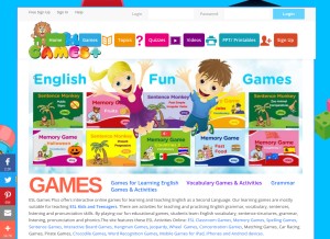 How eslgamesplus.com looks like on a tablet such as an iPad.