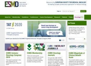 How esmo.org looks like on a tablet such as an iPad.