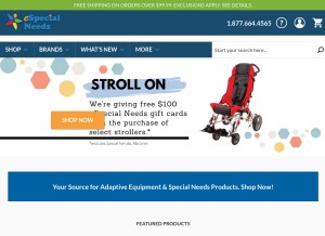 How especialneeds.com looks like on a tablet such as an iPad.