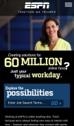 How espncareers.com looks like on a mobile device such as an iPhone.