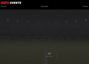 How espnevents.com looks like on a tablet such as an iPad.