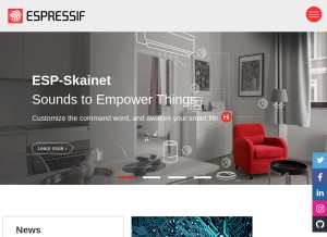 How espressif.com looks like on a tablet such as an iPad.