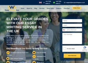 How essaywritingace.co.uk looks like on a tablet such as an iPad.
