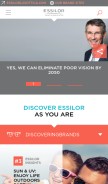 How essilor.com looks like on a mobile device such as an iPhone.