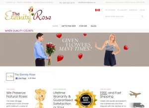 How eternityrose.ca looks like on a tablet such as an iPad.