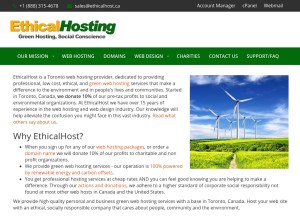 How ethicalhost.ca looks like on a tablet such as an iPad.