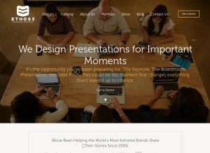 How ethos3.com looks like on a tablet such as an iPad.