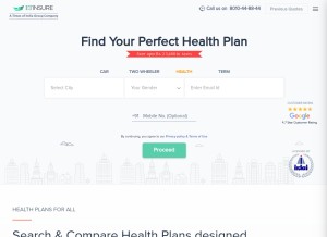 How etinsure.com looks like on a tablet such as an iPad.