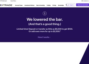 How etrade.com looks like on a tablet such as an iPad.