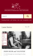 How etymonline.com looks like on a mobile device such as an iPhone.