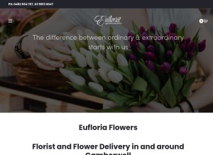 How eufloriaflowers.com.au looks like on a tablet such as an iPad.