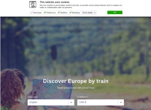 How eurail.com looks like on a tablet such as an iPad.