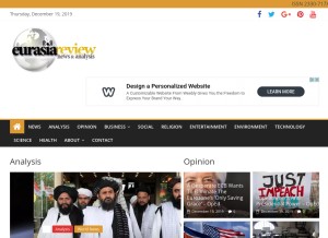 How eurasiareview.com looks like on a tablet such as an iPad.