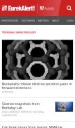 How eurekalert.org looks like on a mobile device such as an iPhone.