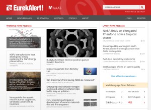 How eurekalert.org looks like on a tablet such as an iPad.